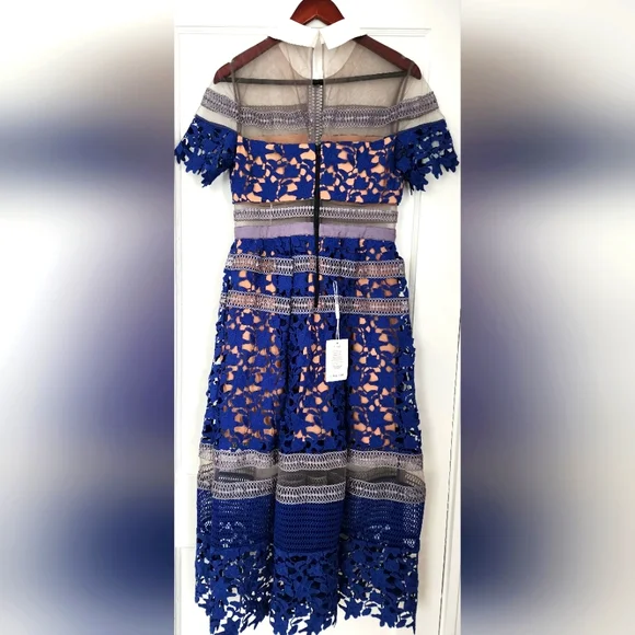 Self-Portrait Liliana Cobalt Blue Lace Dress - Picture 5 of 7